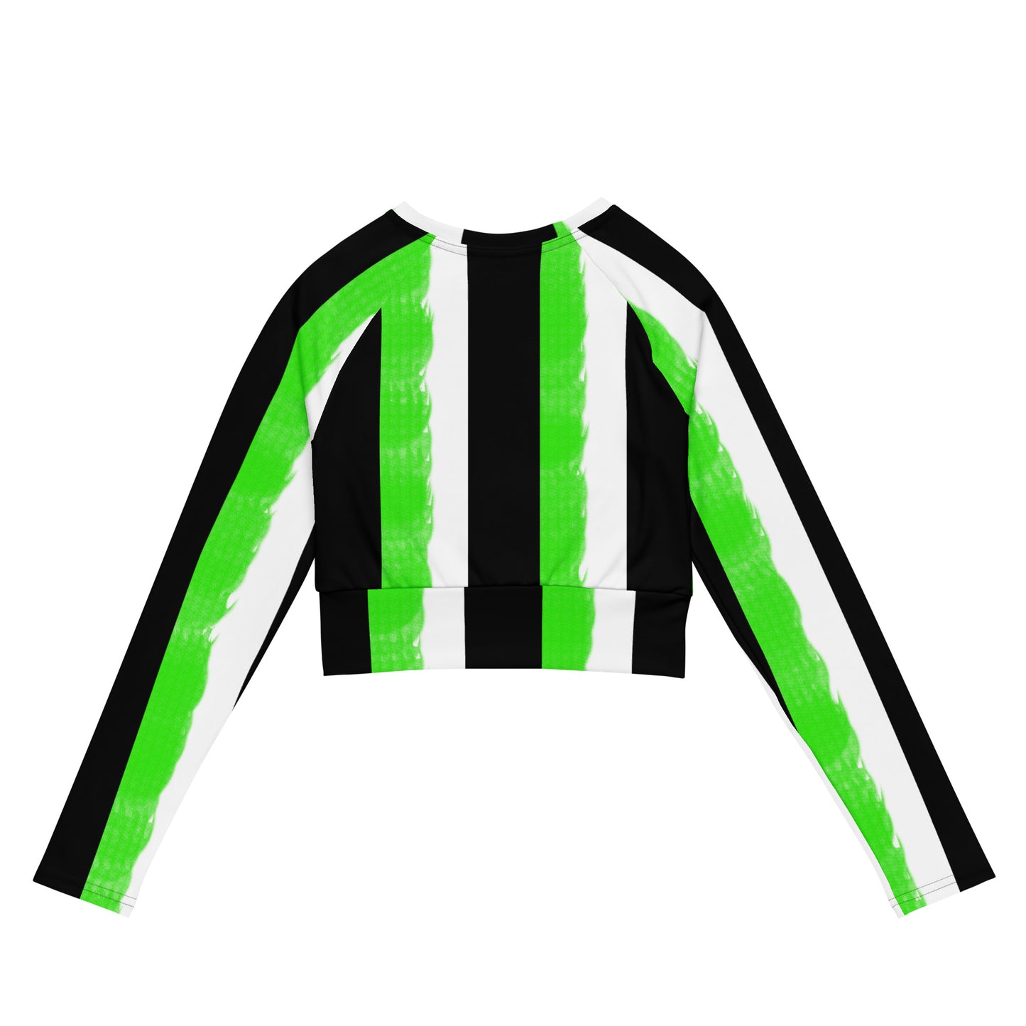 Striped Black and Green, Womens Long-sleeve Crop Top