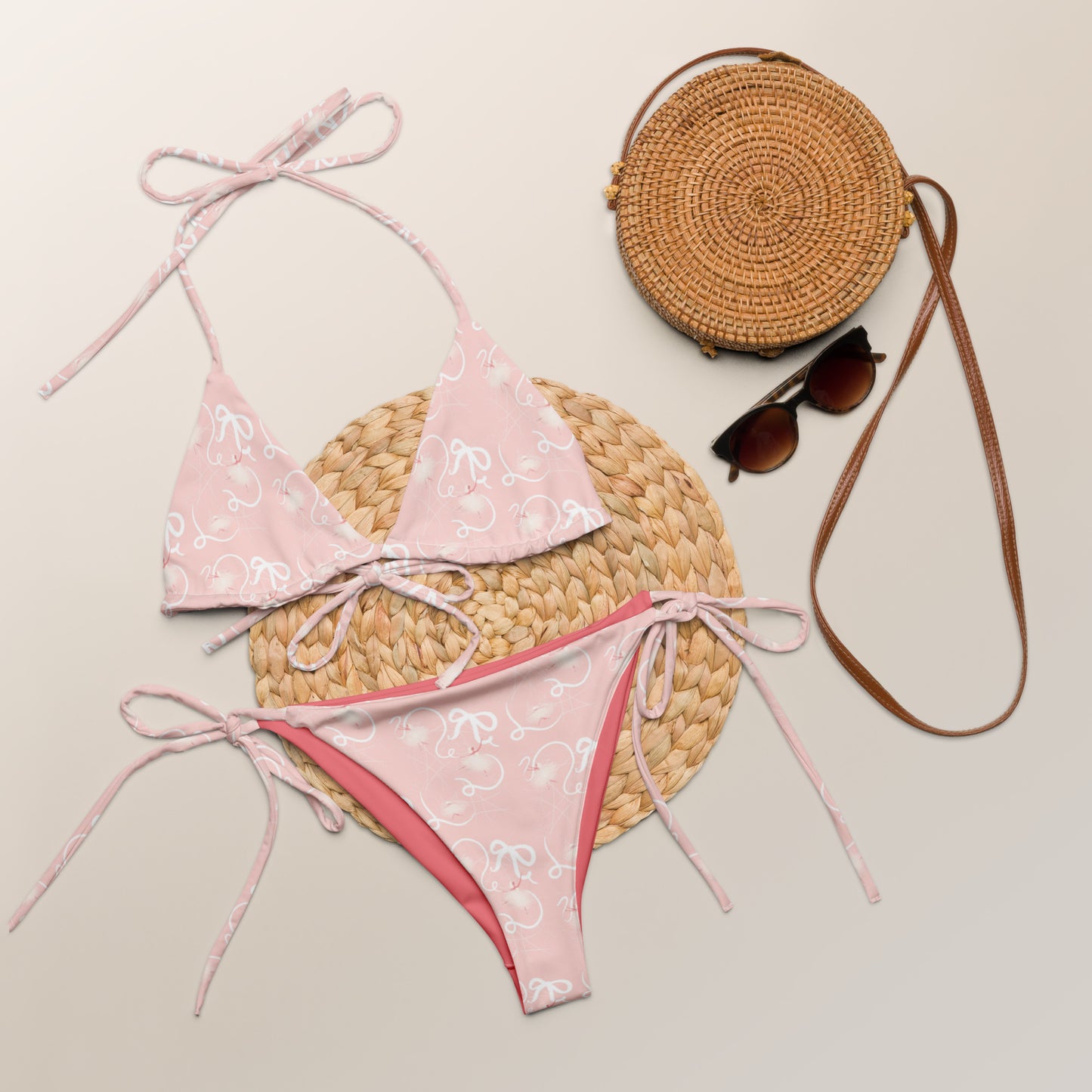 Pink Fairies All-over print recycled string bikini